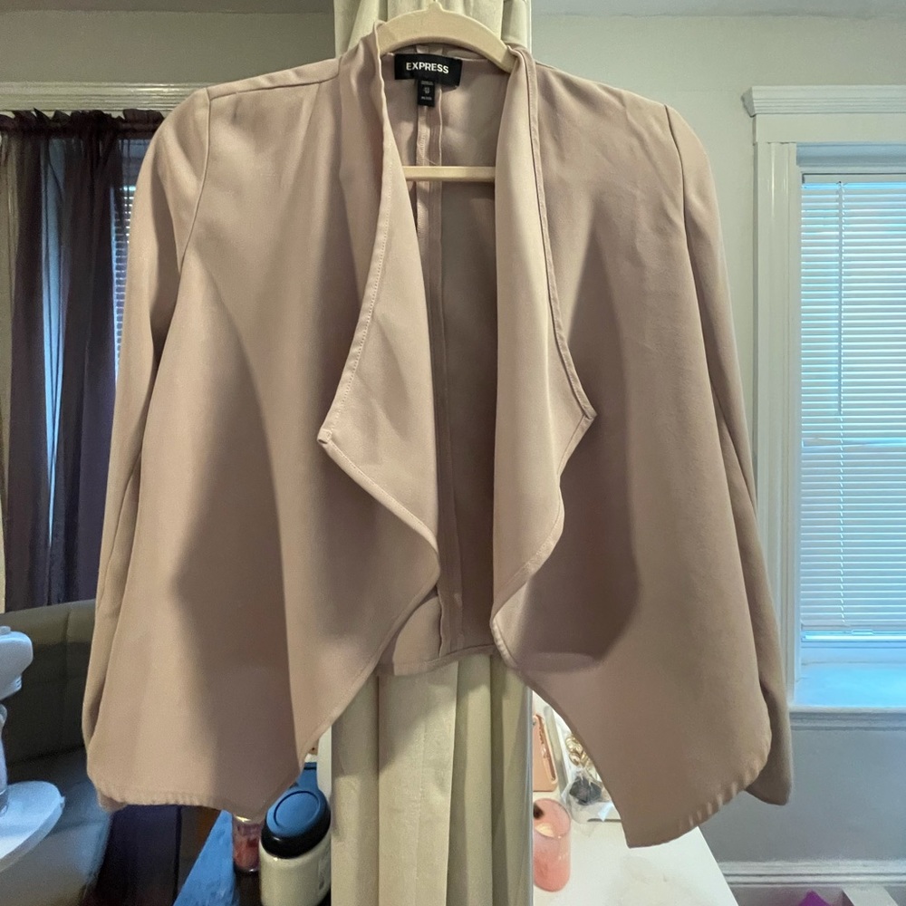 Light pink/champagne colored cropped lightweight blazer